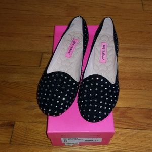 Betsey Johnson BLIIINGG Black Ballet Flats Size 8